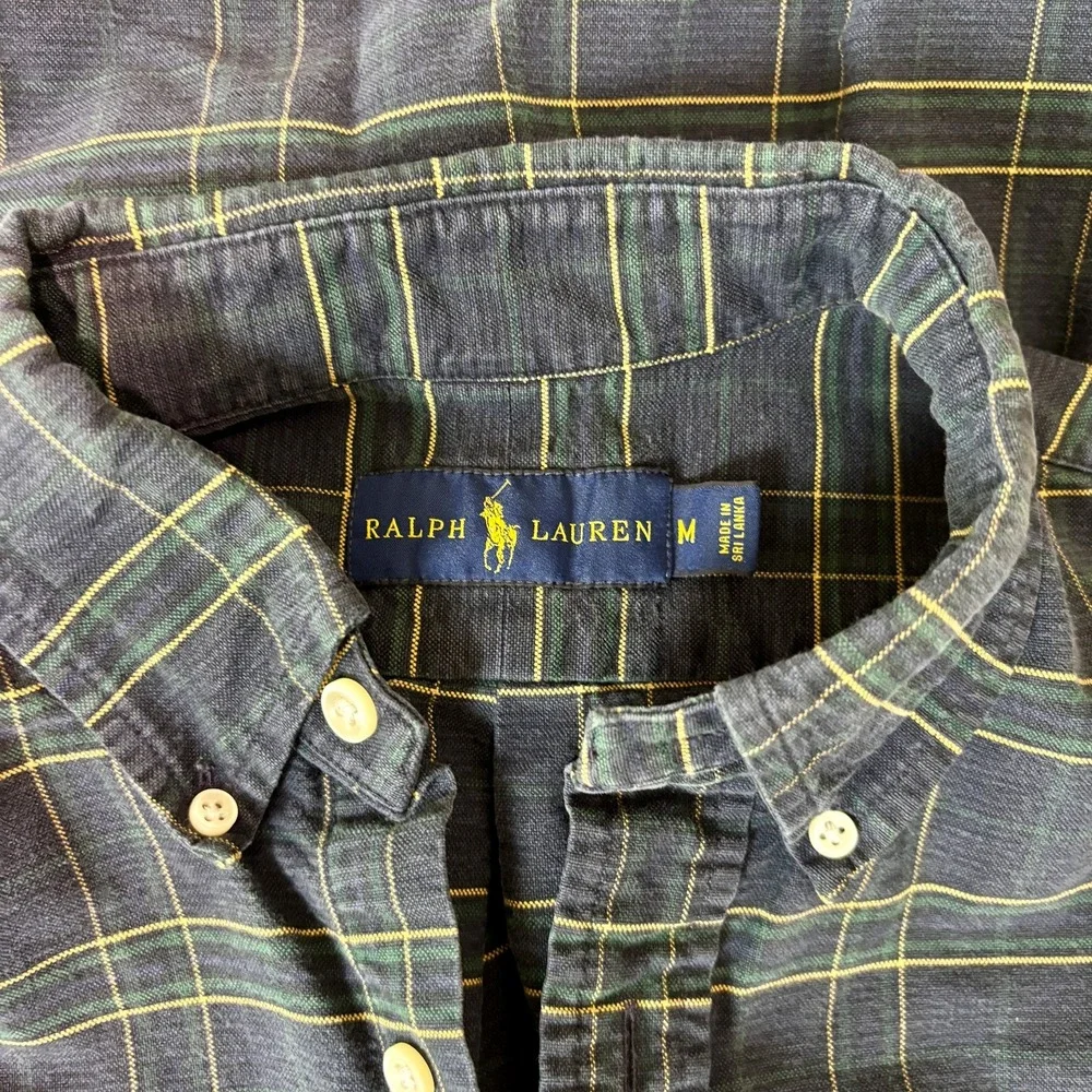 Ralph Lauren Shirt Mens‎ Medium Blue Blackwatch Plaid Casual Button Down Top - Picture 10 of 11